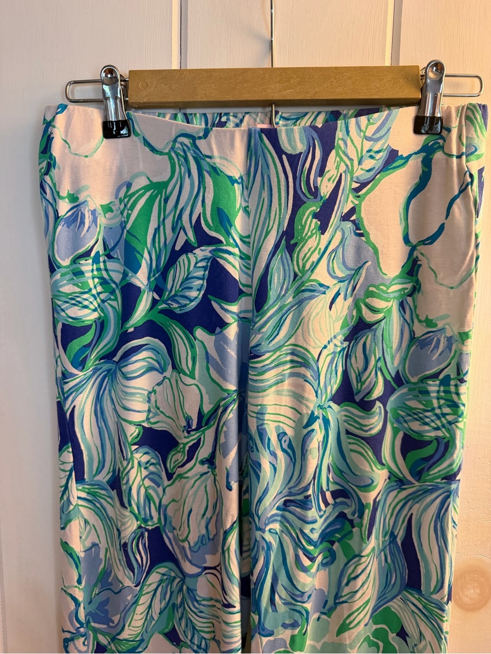 Lily Pulitzer floral Print Stretch wide legs pants in Blue & Green